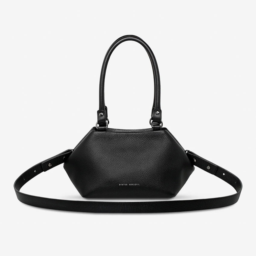 The Status Anxiety Astral Bag in Black on a blank background
