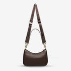 A back view of the Status Anxiety Look Both Ways in Cocoa and Brush Gold on a blank background 