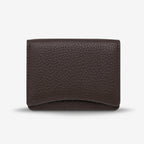 The Status Anxiety Lumen Wallet in Cocoa on a blank background