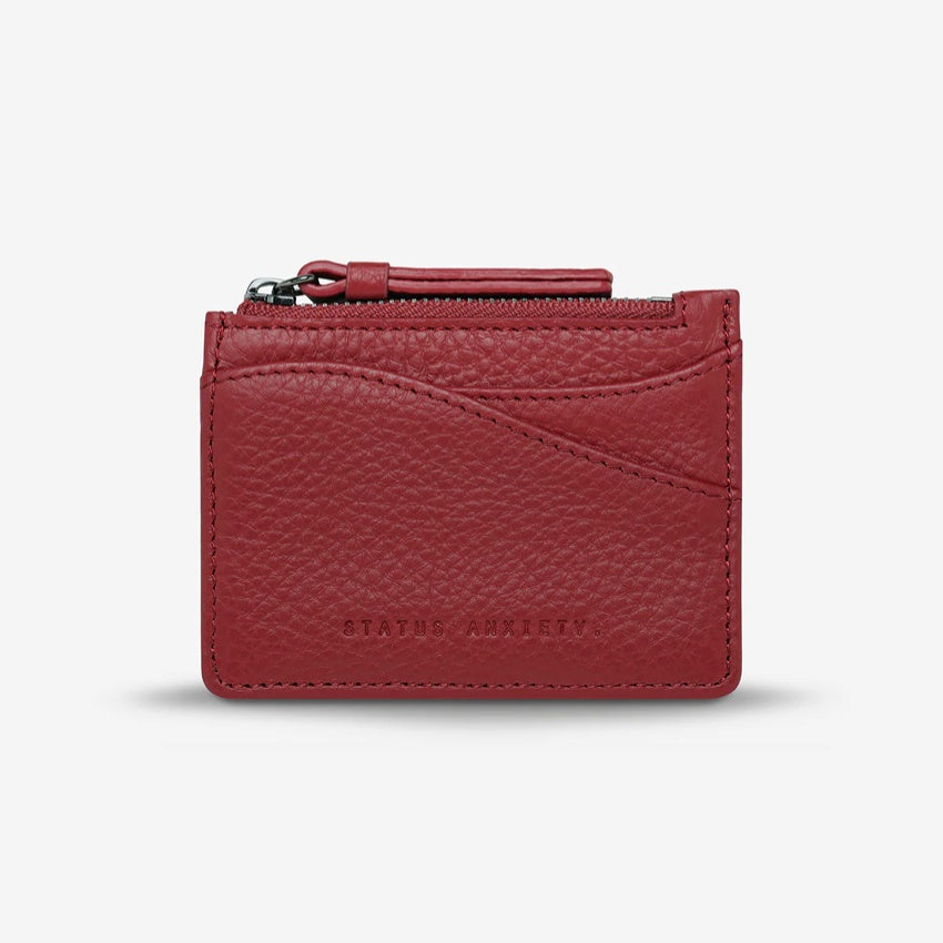 The Status Anxiety Hearts Still Beating Wallet in Rouge on a grey background