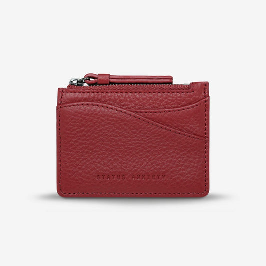 The Status Anxiety Hearts Still Beating Wallet in Rouge on a grey background