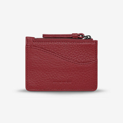 The Status Anxiety Hearts Still Beating Wallet in Rouge on a grey background