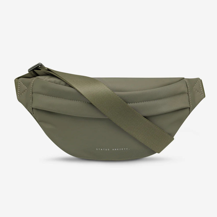 The Status Anxiety Piper Recycled Bag in Khaki on a blank background