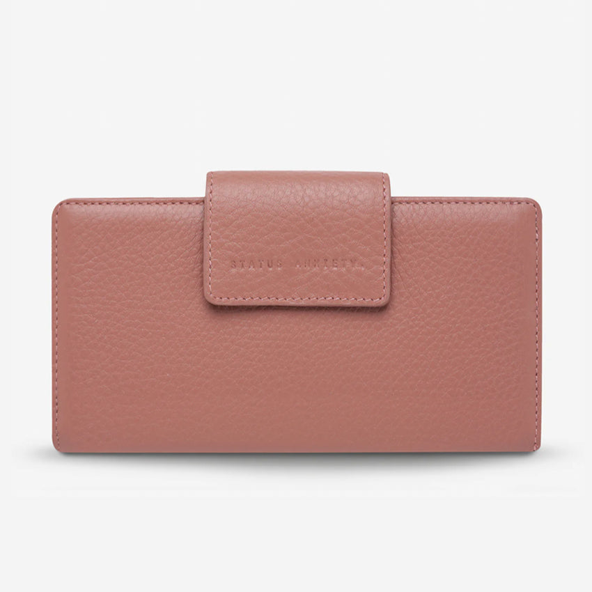 The Status Anxiety Ruins Wallet in Dusty Rose on a Blank Background