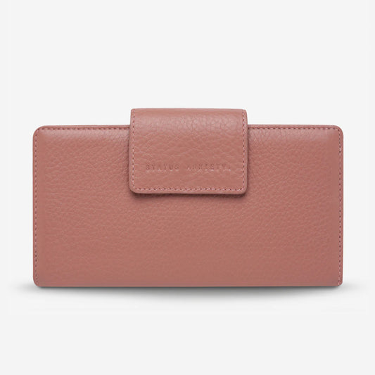 The Status Anxiety Ruins Wallet in Dusty Rose on a Blank Background