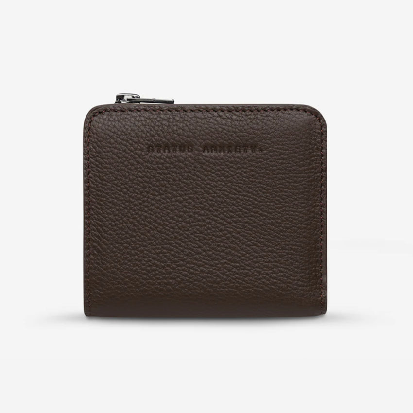 The Status Anxiety Sense Of Wonder Wallet in Cocoa on a blank background