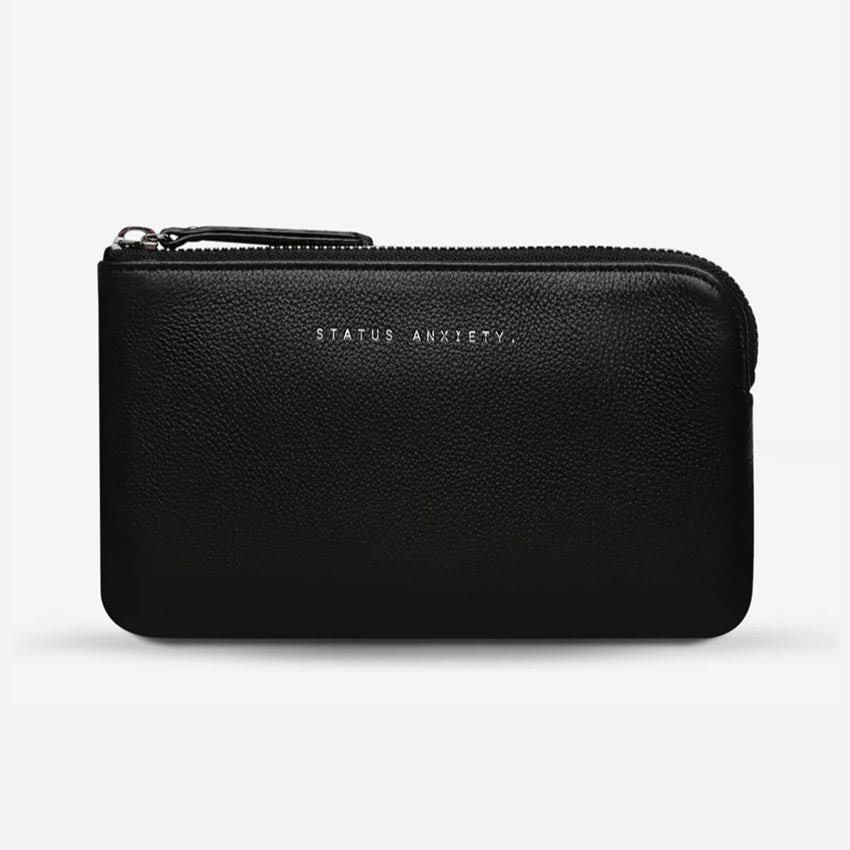 The Status Anxiety Smoke and Mirrors Wallet in Black on a blank background