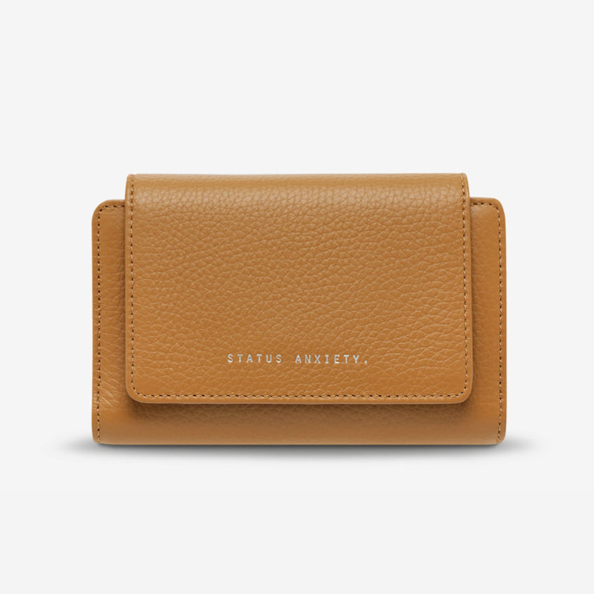 The Status Anxiety Visions Wallet in Tan on a blank background