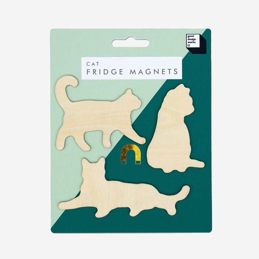The Suck UK Cat Fridge Magnets on their packaging