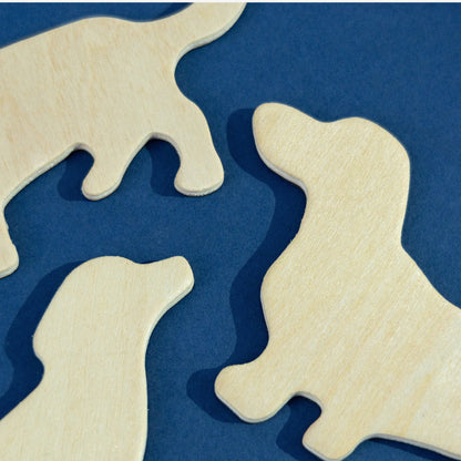 A closeup of the Suck UK Dog Fridge Magnets on a blue background