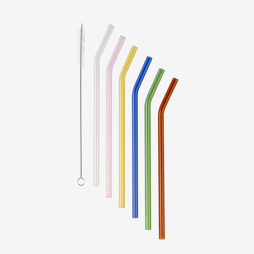 The Sucker Reusable Glass Straws in Multi  on a blank background