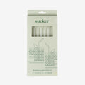 The Sucker Reusable Glass Straws in Clear in the packaging on a blank background