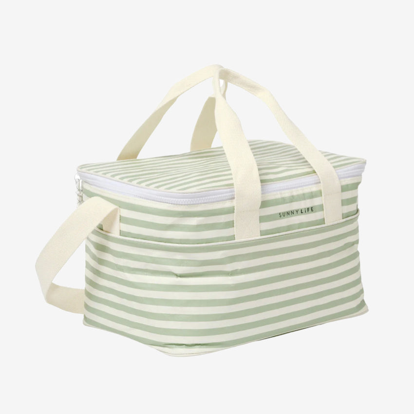 The SunnyLife Light Cooler Bag in Sea Sage on a grey background