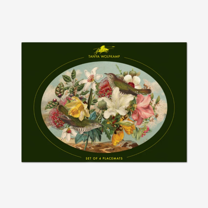Oval Placemat | Set of 4 | Vintage Birds