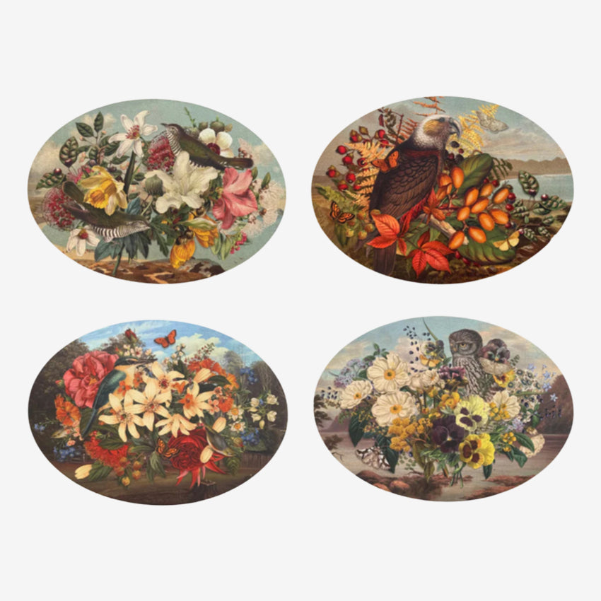 Oval Placemat | Set of 4 | Vintage Birds