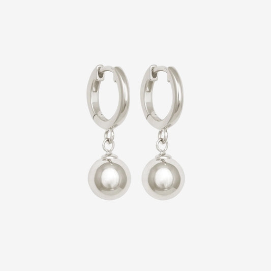 The Temple Of The Sun Alba Huggies in Sterling Silver on a grey background