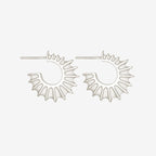 The Temple Of The Sun Calypso Hoops in Sterling Silver on a grey background