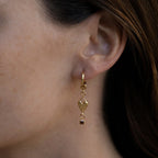 The Temple Of The Sun Eros Earrings in Gold on a model