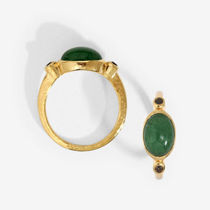 Two of the Temple Of The Sun Opis Ring in Gold showing different angles