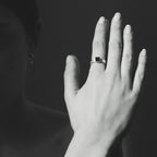 The Temple Of The Sun Sparta Ring in Silver on a models hand