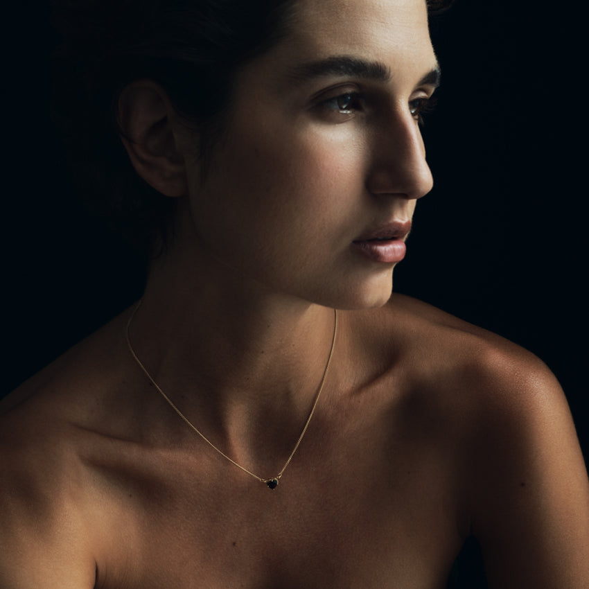 The Temple Of The Sun Venus Necklace in Gold Vermeil on a model