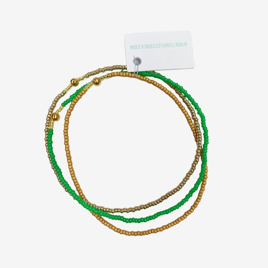 Stack of Three Bracelets | Green & Gold
