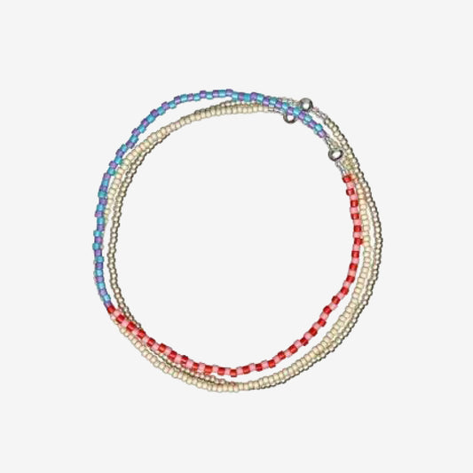Stack of Three Bracelets | Red & Pink Stripe