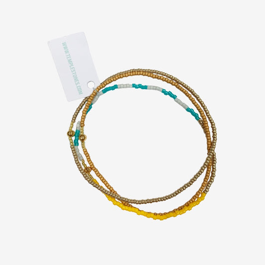 Stack of Three Bracelets | Smoke Turquoise & Gold