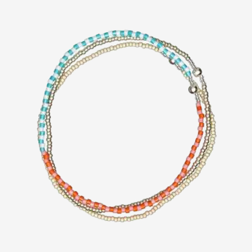 Stack of Three Bracelets | Turquoise & Pink Stripe