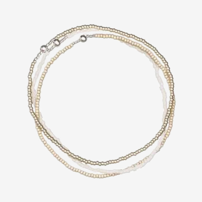 Stack of Three Bracelets | White & Gold