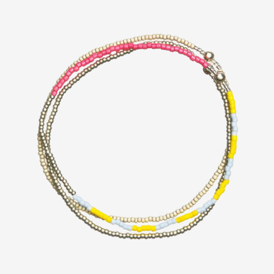 White neon yellow pink stack of 3 Bracelets