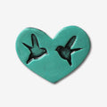 Flat Heart Double Bird Tile | Duck Egg