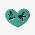 Flat Heart Double Bird Tile | Duck Egg