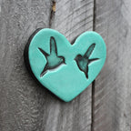 Flat Heart Double Bird Tile | Duck Egg