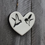 Flat Heart Double Bird Tile | White