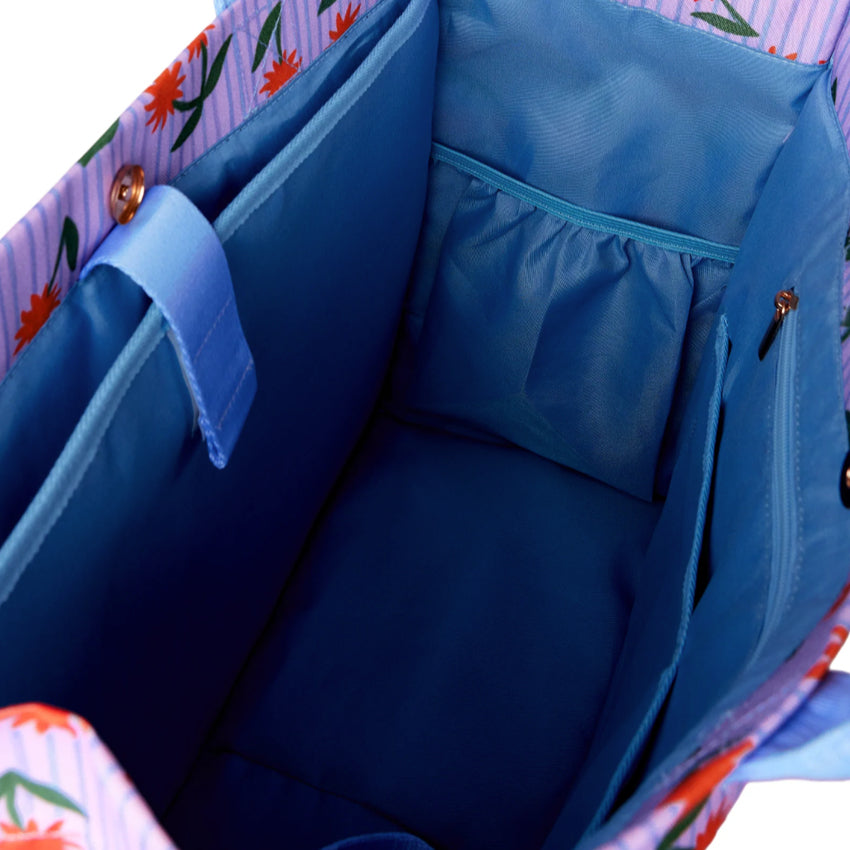 An inside view of the Somewhere Co Ultimate Tote in Sunburst