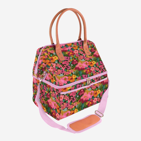 The Somewhere Co Cooler Bag in the Amongst the Flowers pattern on a blank background