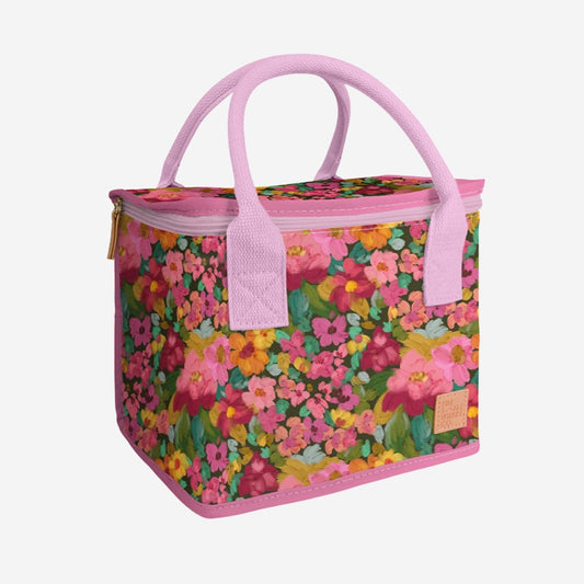 The Somewhere Co Lunch Bag in the Amongst The Flowers pattern on a blank background