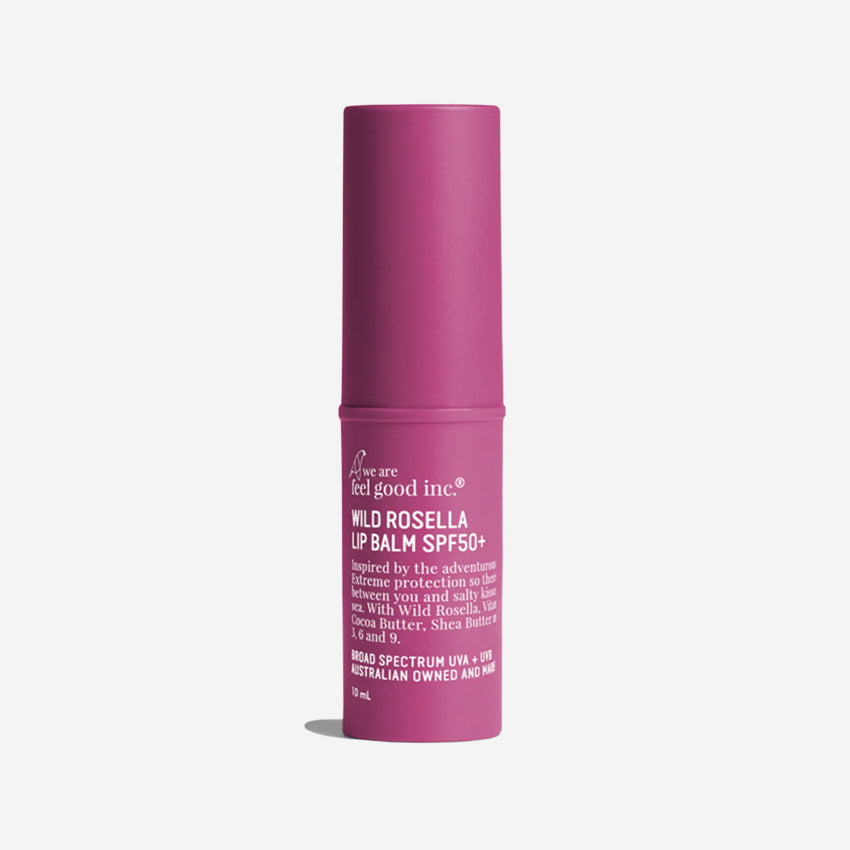 The We Are Feel Good Inc Wild Rosella SPF 50+ Lip Balm on a blank background