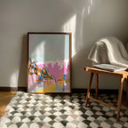The West Moor Design Arrowtown Art Print in a wooden frame on a rug