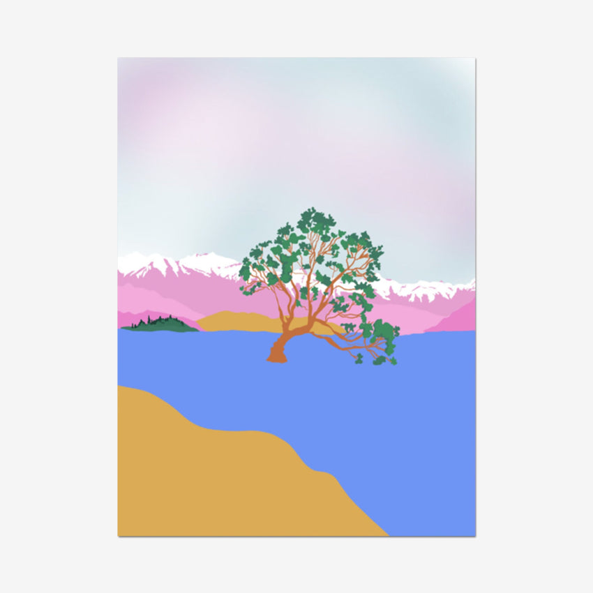 The West Moor Design Wanaka Tree Art Print on a blank background