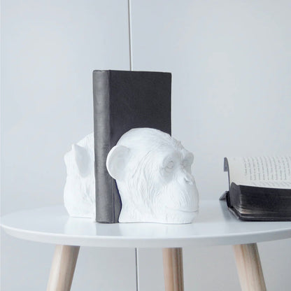 Monkey Head Bookends | White