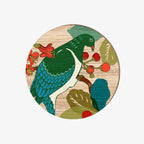 The Wolfkamp & Stone Screen Printed Coaster in Kereru on a blank background