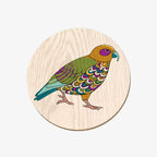 The Wolfkamp & Stone Screen Printed Coaster in King Kea on a blank background