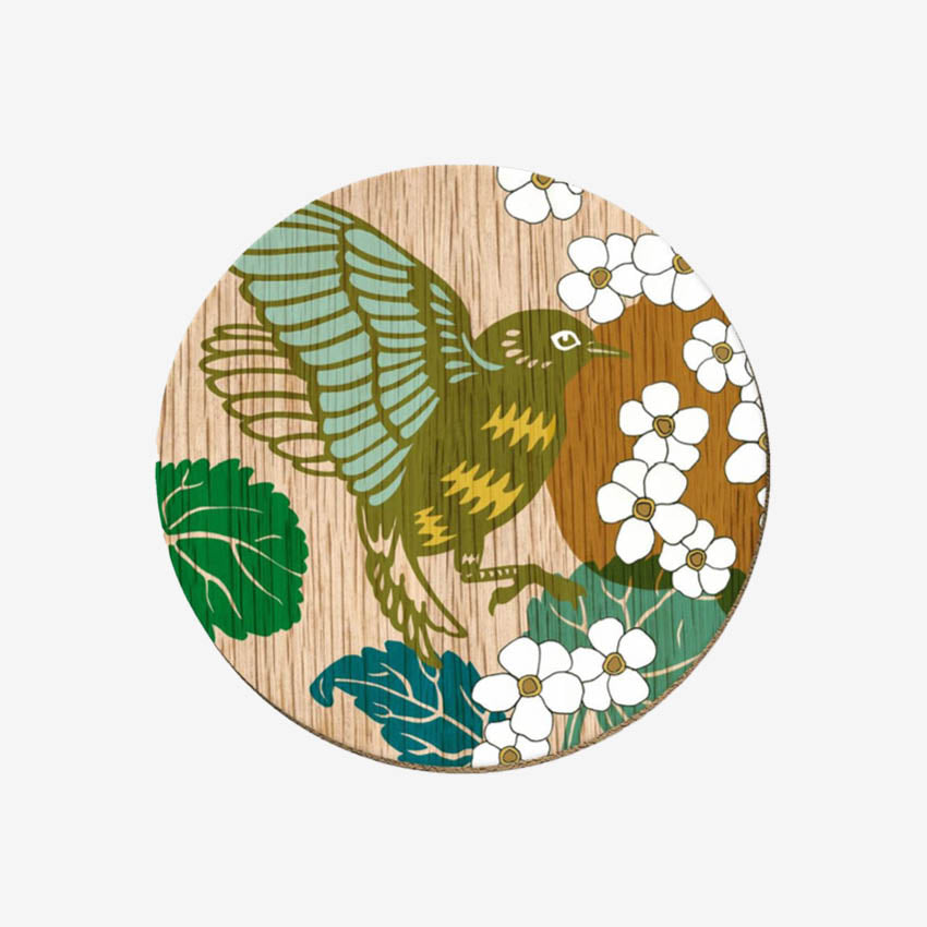 The Wolfkamp & Stone Screen Printed Coaster in Tauhou on a blank background