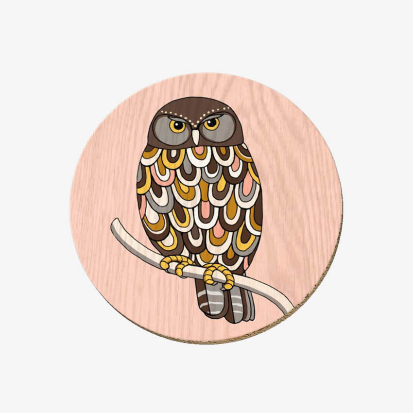 The Wolfkamp & Stone Screen Printed Coaster in Dr Ruru on a blank background