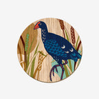 The Wolfkamp & Stone Screen Printed Coaster in Pukeko on a blank background