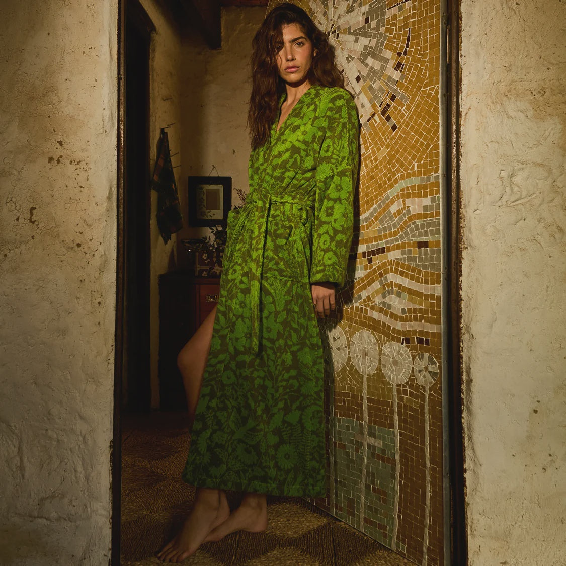 Indiana Towelling Robe | Cactus Green