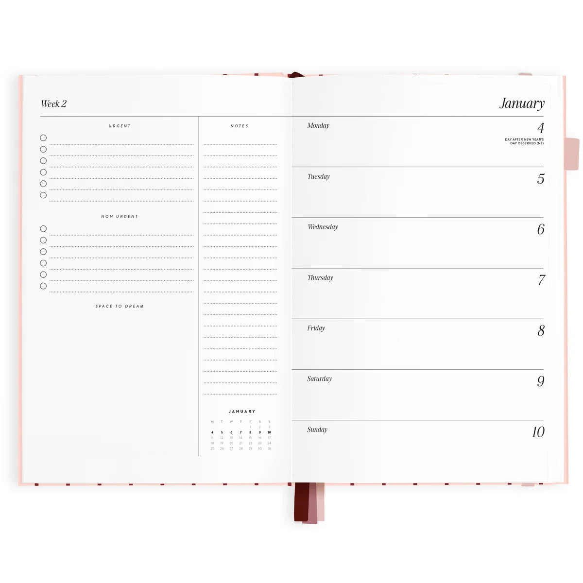 2027 A5 Horizontal Planner | Rose Pinstripe