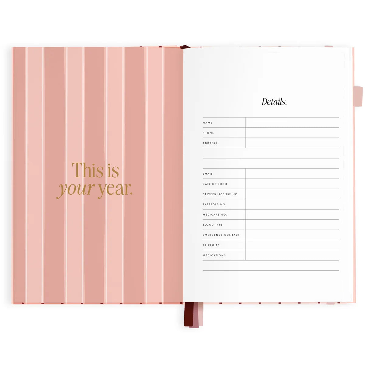 2027 A5 Horizontal Planner | Rose Pinstripe